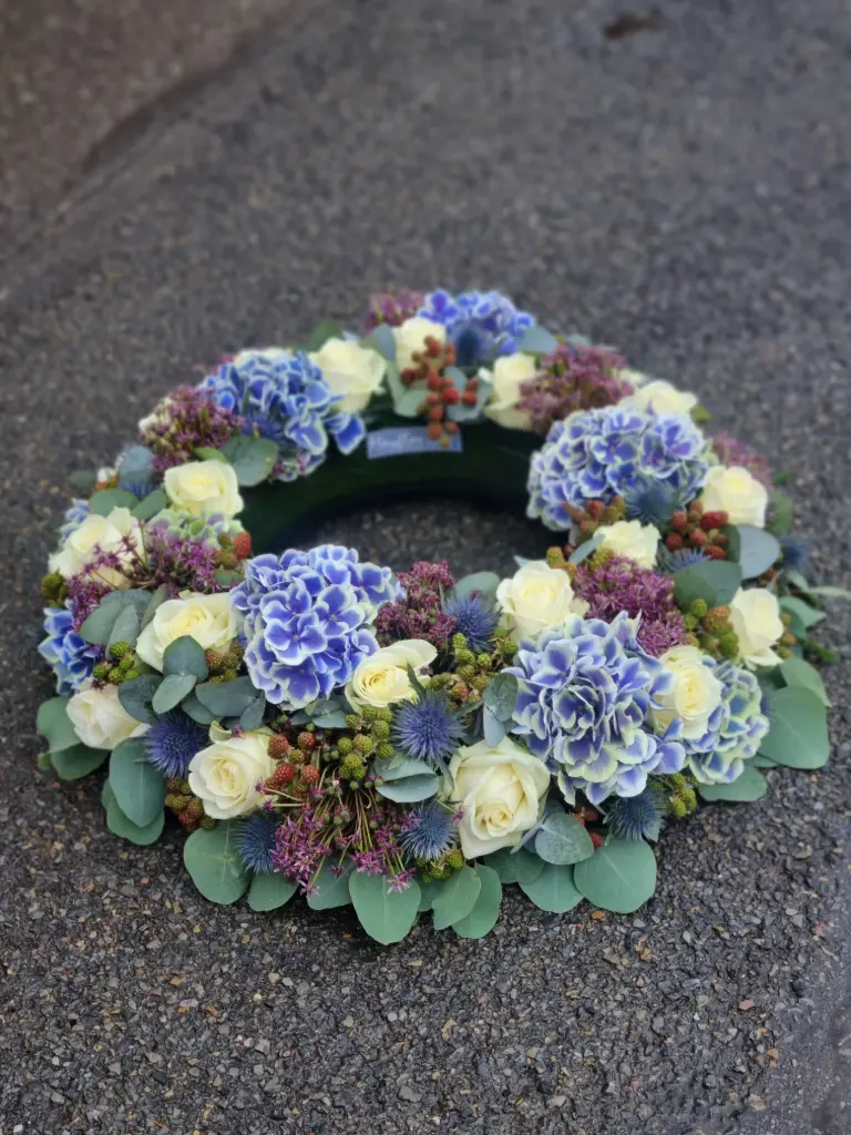 Couronne funéraire (S, Blanc - vert, Sans message, Sans message)