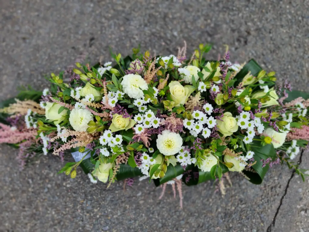 Gerbe funéraire (S, Blanc - vert, Sans message, Sans message)